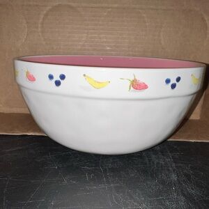Rae Dunn White and Pink Fruit Bowl